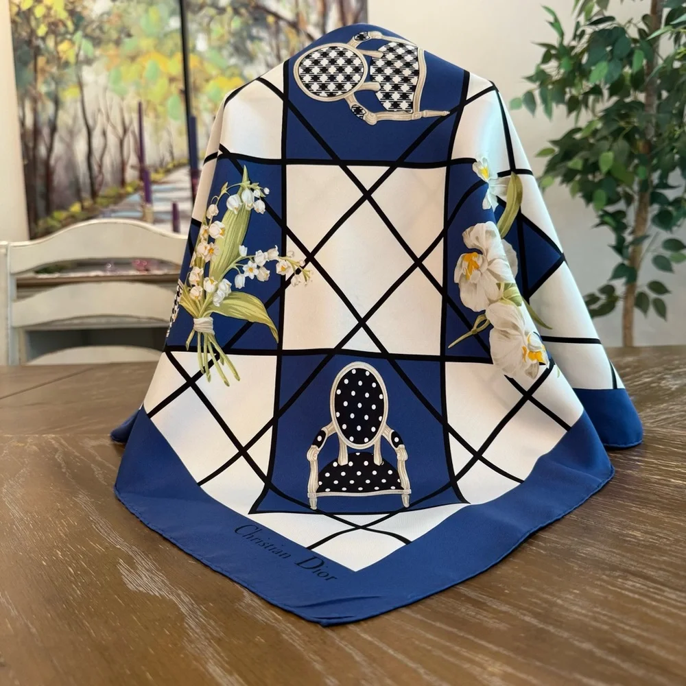 Authentic Christian Dior Silk Scarf 34”
